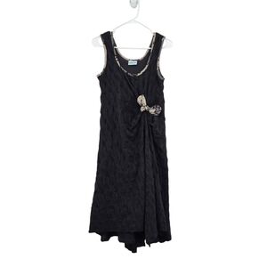 Maiocchi Women's Knot Front Textured Midi Tank Dress Black - 8